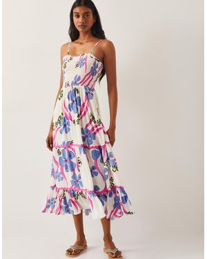 Monsoon Fiona Floral Print Bandeau Midi Dress - Pink
