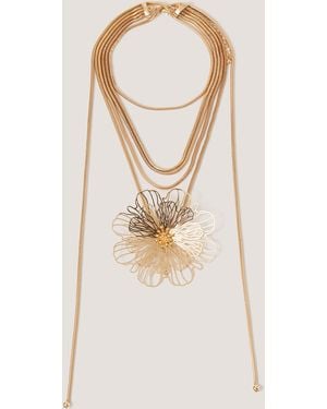 Monsoon Statement Flower Layered Necklace - Natural
