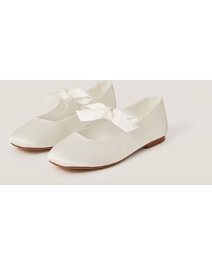 Monsoon Satin Bow Ballet Flats Ivory - Natural