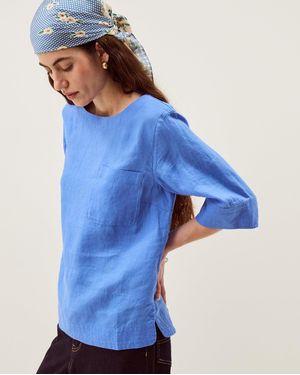 Monsoon Ingrid Linen Top Blue