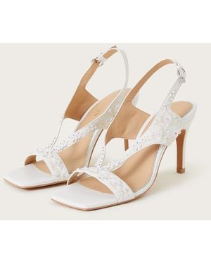 Monsoon Embroidered Square Toe Bridal Sandals Ivory - Natural