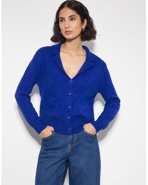 Monsoon Cora V-neck Collared Cardigan Blue