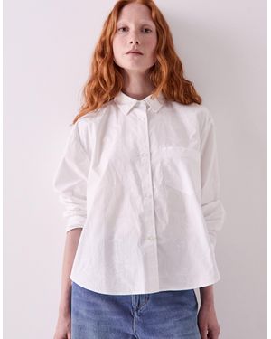 Monsoon East Layla Floral Print Cotton Shirt White