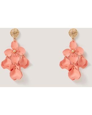 Monsoon Floral Drop Stud Earrings - Pink