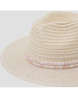 Monsoon Nora Straw Fedora Hat - Natural
