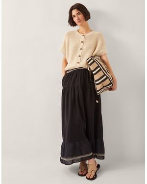 Monsoon Fenn Embroidered Maxi Skirt - Black