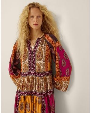 Monsoon Magdalena Paisley Print Midi Dress Red - Brown