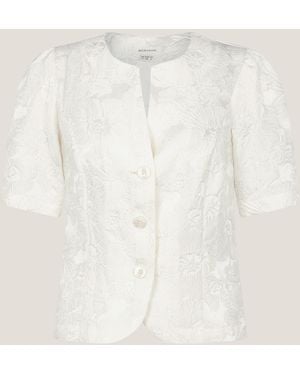 Monsoon Eliza Short Sleeve Jacquard Top Ivory - Natural