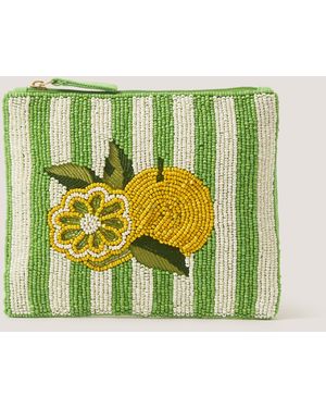 Monsoon Lemon Beaded Pouch - Green