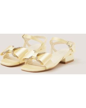 Monsoon Diamanté Bow Low Heel Sandals Yellow - Natural