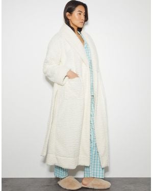 Monsoon Bess Borg Dressing Gown Cream - White