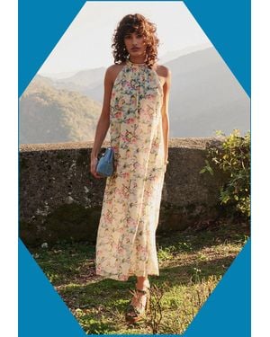Monsoon Petite Mendigote Riyu Floral Midi Dress Multi - Blue