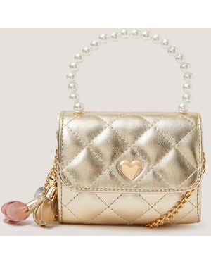 Monsoon Mini Pearl Quilted Charm Bag - Natural