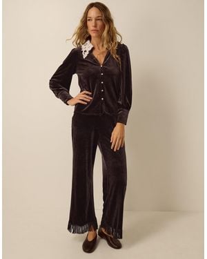 Monsoon Tami Tassel Velvet Trousers Brown - Natural