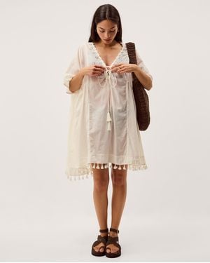 Monsoon Astrid Tassel Embellished Mini Kaftan White - Natural