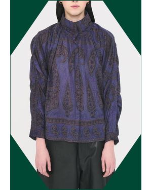 Monsoon Antik Batik Tamari High Neck Paisley Blouse Blue