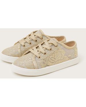 Monsoon Sparkle Lace Trainers Gold - Natural