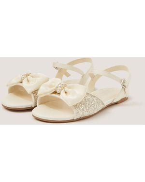 Monsoon Sparkle Pearl Bow Sandals Ivory - Natural