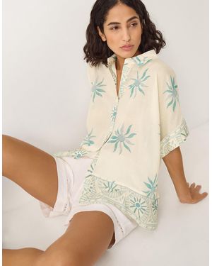 Monsoon Tashie Sun Print Oversized Shirt - Natural