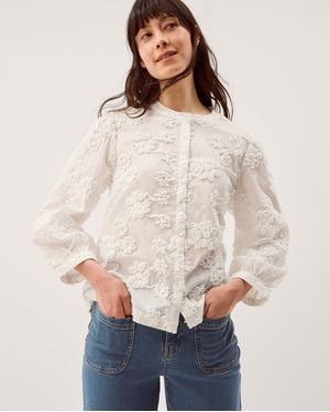 Monsoon Blair Floral Embroidered Blouse White - Natural
