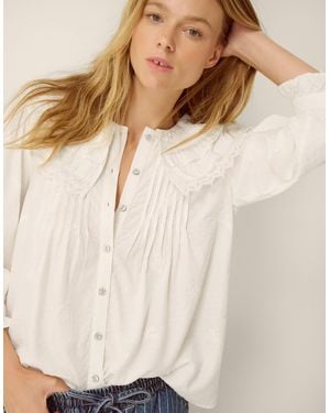 Monsoon Auren Lace Collar Blouse - Natural