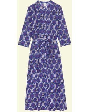 Monsoon Petite Mendigote Print Tie Dress Blue