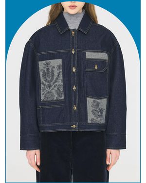 Monsoon Antik Batik Ran Hand Embroidered Denim Jacket Blue