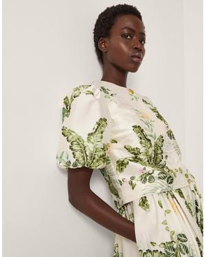 Monsoon Anne Floral Puff Sleeve Jacket Cream - Natural
