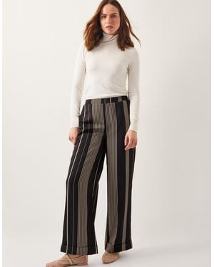 Monsoon Andi Stripe Wide Leg Trousers Black - White