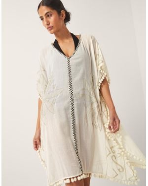 Monsoon Penny Tassel Embroidered Kaftan Ivory - Natural