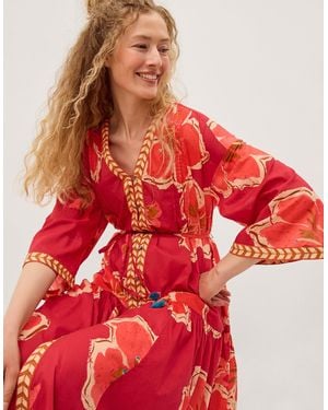 Monsoon Yasmin Floral Midi Tunic Dress Pink - Red