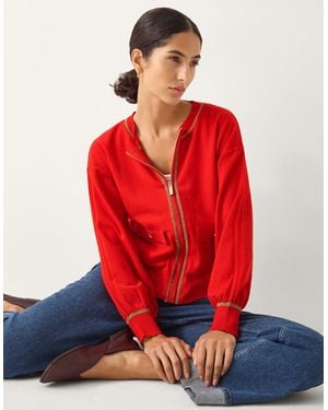 Monsoon Nolan Knit Bomber Jacket Red