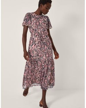 Monsoon Sisi Animal Print Midi Dress Pink