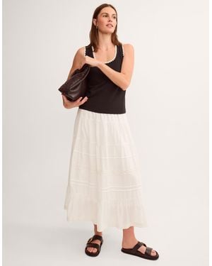 Monsoon Maria Tiered Maxi Skirt White - Natural