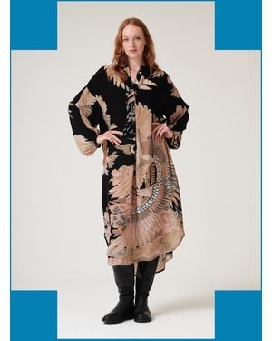 Monsoon One Hundred Stars Darcy Crane Print Tunic Dress Black - Blue