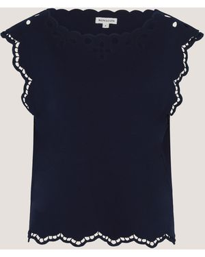 Monsoon Gaia Floral Cutwork Top Blue