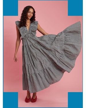 Monsoon Sundress Shandrani Gingham Maxi Dress Black