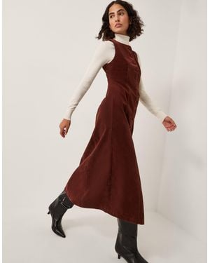 Monsoon Rubi Sleeveless Scallop Midi Dress Red - Brown