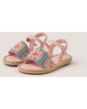 Monsoon Crochet Flower Espadrille Sandals Multi - Pink
