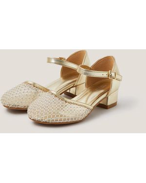 Monsoon Diamanté Mesh Two Part Heels Gold - Natural