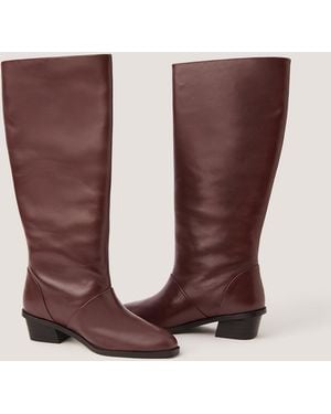 Monsoon Indi Leather Knee High Boots Red - Brown