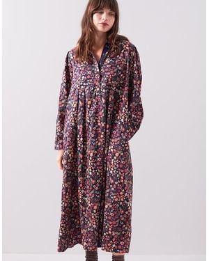 Monsoon East Mariel Floral Print Cotton Midi Dress Multi - Red
