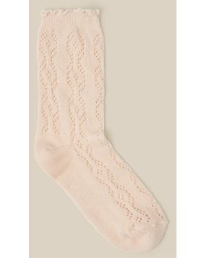 Monsoon Frill Pointelle Socks Ivory - Natural