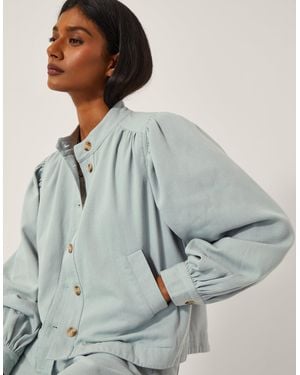 Monsoon Ciara Puff Sleeve Denim Jacket Blue - Grey