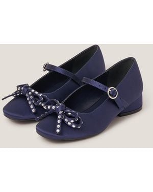 Monsoon Diamante Bow Ballet Heels Blue