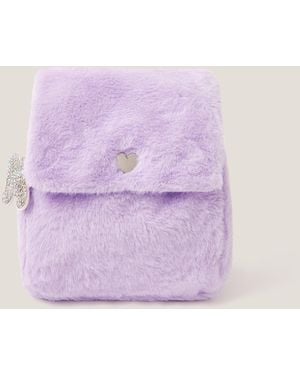 Monsoon Fluffy Backpack With Butterfly Charm - Purple