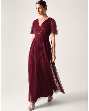 Monsoon Short Sleeve Bridesmaid Dress - Red