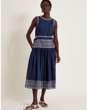 Monsoon Erin Broderie Dress - Blue