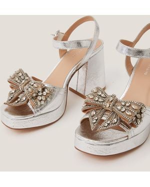 Monsoon Arla Jewel Bow Platform Heels - Natural