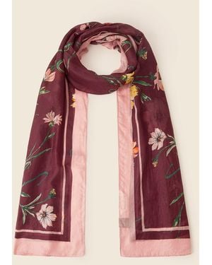 Monsoon Miley Floral Print Silk Scarf - Pink
